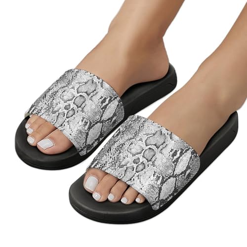 Snakeskin Print Slides Shoes Mens Womans Slide Sandals Bedroom Thick Sole Slippers Bathroom Non Slip Pool Shoes Flat Slides4