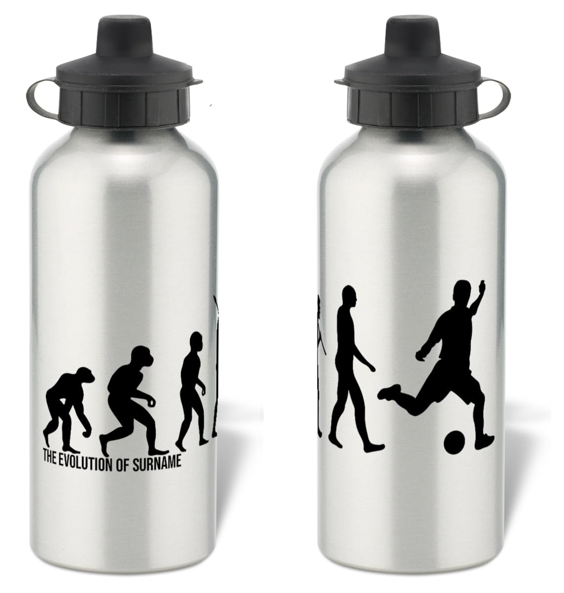 Personalised Football Evolution Aluminium Water Bottle for Derby County fans - 600ml - Silver Bottle