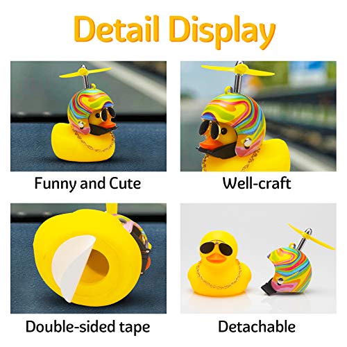 Image of wonuu Rubber Duck Car Decorations Cute Yellow Duck Car Dashboard Ornaments with Propeller