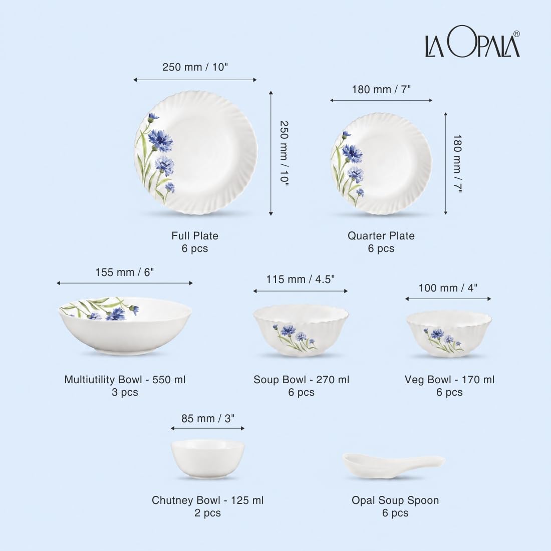 La Opala Floral Fountain Dinner Set - 35 Pcs -3