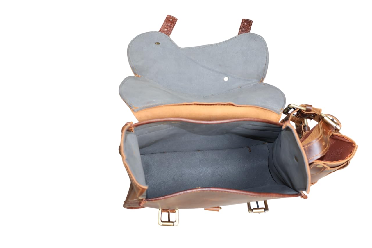 american blue Set di 2 borse da moto in vera pelle, borsa da sella, borsa da bicicletta, borse vintage a forchetta, amanti della bicicletta (Bottle Holder Bag Set)