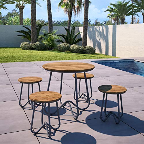 Novogratz 88195CNOE 5 Piece Poolside Bobbi Outdoor Bistro Set, Charcoal Gray