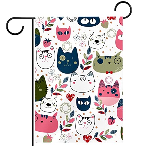 Bandera de gato para jardín en pongee de alta densidad con costura doble premium