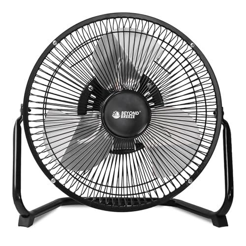 BEYOND BREEZE Floor Fan 9 Inch 3-Speed Portable Metal Fan with Adjustable Tilt Quiet Small Cradle Floor Fan for Home Office Bedroom