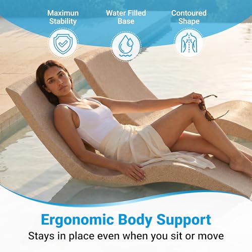 Image of Aqua Outdoors Luxury In-Pool Chaise Lounge Chairs, 2-Pack for Tanning Ledge & Sun Shelf, Fits 9 Inch Water Depth, Heavy-Duty LDPE Water-Weighted Pool Loungers, UV-Resistant, Sandstone Granite.