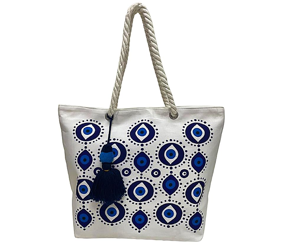 Bolsa Feminina Olho Grego Branca Verão Praia Piscina Sol Feminina Linda