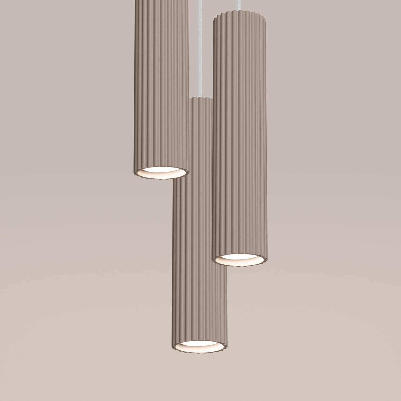 SOLLUX lighting Lampada a Sospensione - Lampada da Soffitto in Alluminio - 3 Paralumi - Lampada a LED - Taupe Karbon