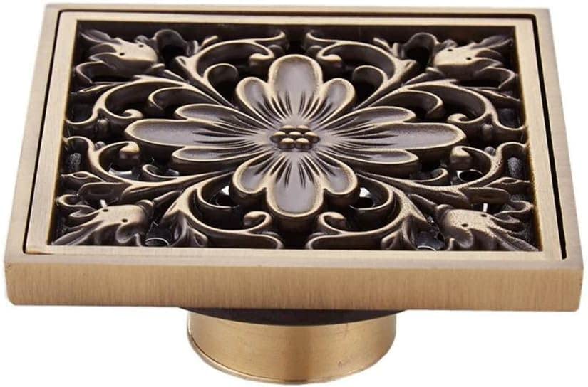FENOKD Brass Shower Floor Drain Deodorant Floor Drain Grill Waste Water Filter Bathroom Square,Style A,10x10cm (Style F 10x10cm)