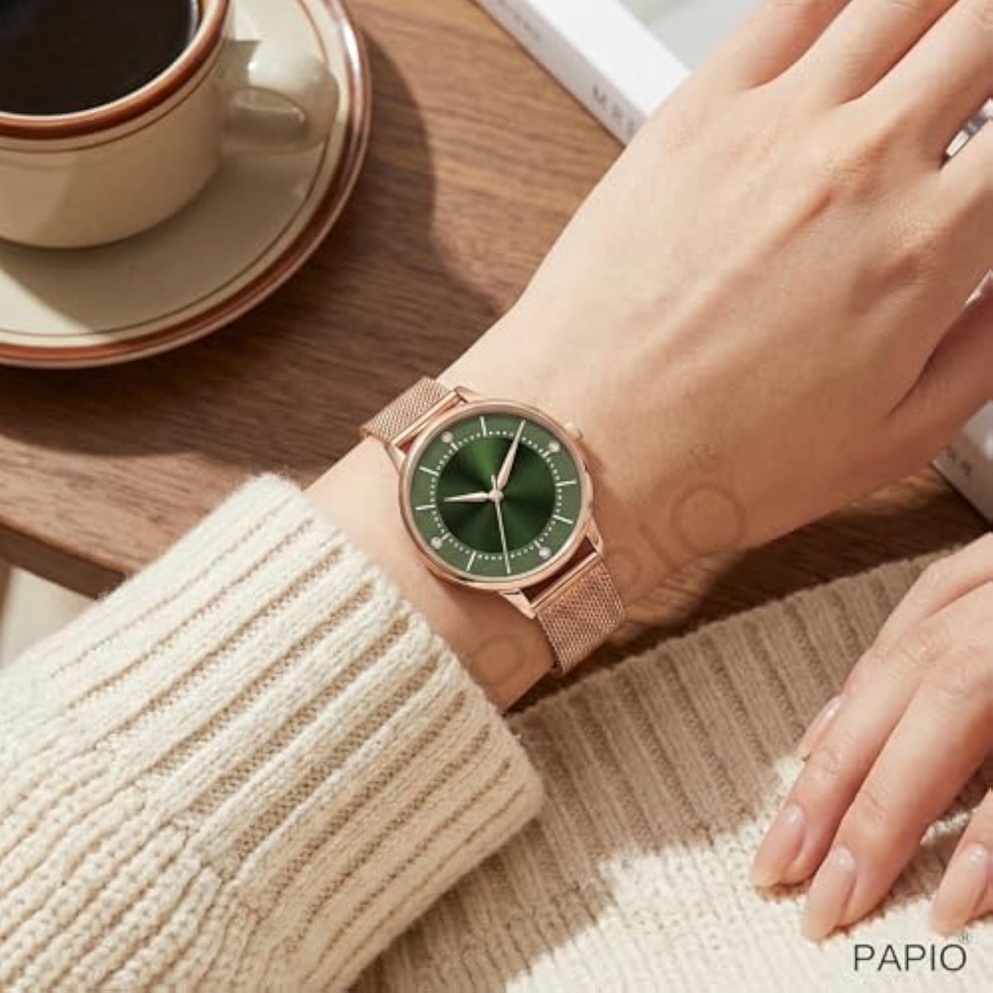 Luxury Women's Analog Watch with Rose Gold Mesh Strap