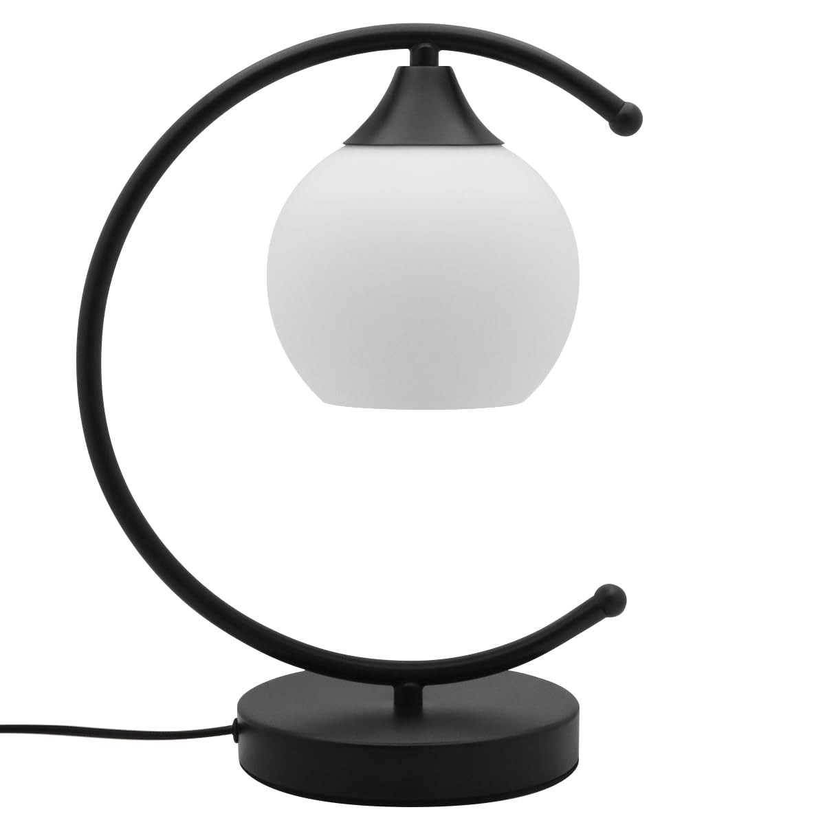 Long Life Lamp Company Black Arch Table Lamp Opaque Glass Globe Shade Desk Lamp Opal Sphere T502