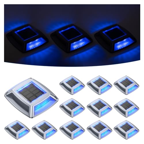 hoyiours Éclairage pour Chemins Spot Solaire Exterieur Puissant IP68 Étanche Lot de 12 Eclairage Escalier Exterieur Bleu Balise Solaire Exterieur Jardin 24LM...