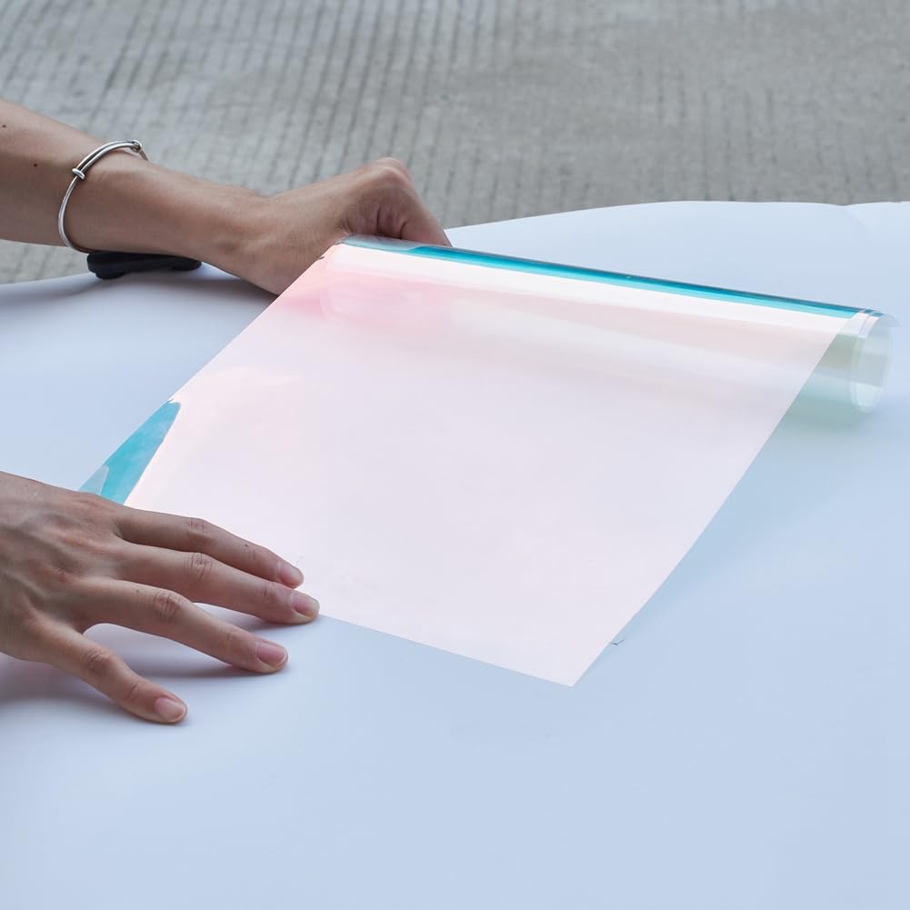 Blueshyhall Auto Tönungsfolie Chamäleon 80% VLT, Lila und Rot Verlauf Autofenster Folie Blendschutz Sonnenschutzfolie für Auto Frontscheibe, Seitenfenster (50 x 300 cm)