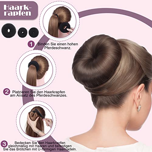 Foto von Licitn Frisurenhilfe Set, 70Pc Frisuren Zubehör für Unsterschiedliche Haarestyle, Duttkissen, Flechthilfe Haare für DIY Haarstyling Magie Hair Accessories und Friseur Zubehör für Mädchen Schwarz