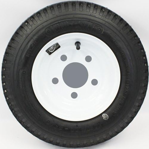 R104BT8X BT8 Spindle, 5-4.5" Bolt Circle Trailer Hub, & 8" x 3.75" White Trailer Wheel