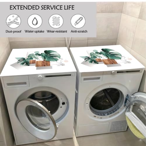 Image of Washer Dryer Top Cover Mat, Non-Slip Laundry Room Decor, Laundry Room Kitchen Appliance Decor Protector Universal 23.6 inchx19.7 inch (Leaf 4)