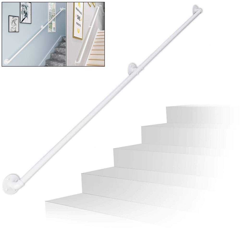 Main courante pour escalier Maroface blanche avec rampe fer forgé et banister
