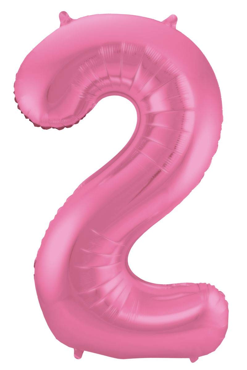 Folat - Number 2 Metallic Mat Foil Balloon - 86 cm - Pink