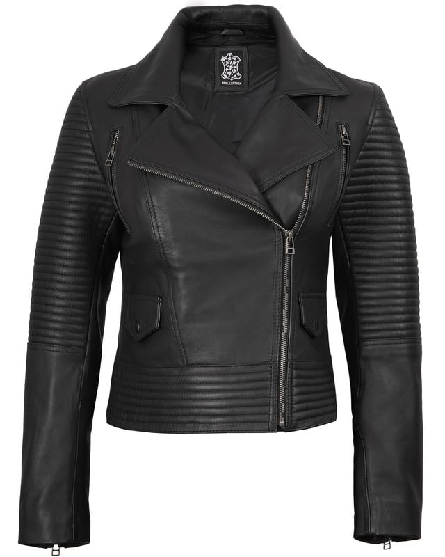 Image of Blingsoul Womens Real Leather Jacket - Asymmetrical Leather Jackets for Women