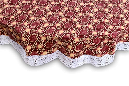 Image of The Furnishing Tree Round Shaped 4 Seater Table Cover WxL 60x60 inches with White Border lace