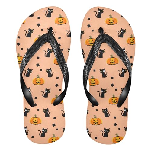 Burbuja Cats Pumpkins Flip Flops for Women Men, Soft Thong Sandals Rubber Slippers for Pool Beach Essentials