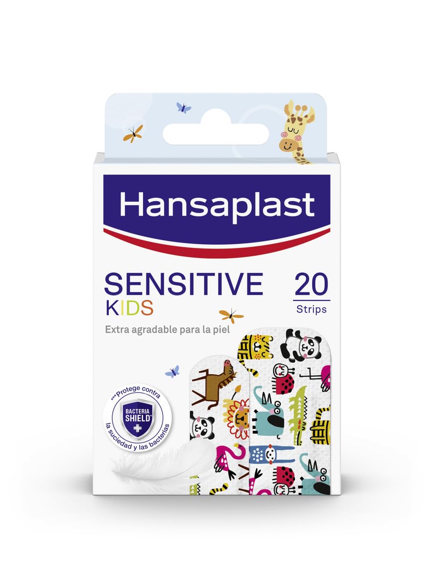 Hansaplast Sensitive Kids Apósitos para heridas, Respetuosos con la piel, Cicatrización y adhesión óptimas, Apósitos transpirables, antiadherentes y suaves, 20 uds.