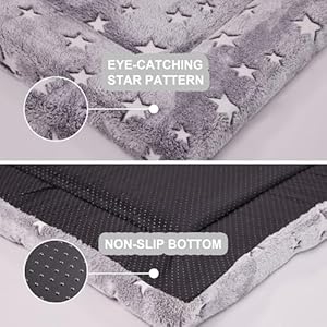   Stylish-Dog-Bed-for-Crate-with-Removable-Machine-Washable-Dog-Crate-Mat-Pad-with-Soft-Faux-Fur-Anti-Slip-Kennel-Pet-Bed-Mats-for-Medium-DogStar-Prints36x24-Inches