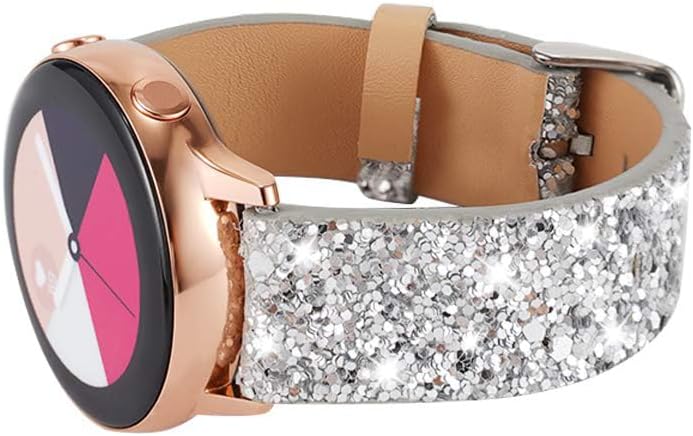 JOHIPI Bling Bands Compatible with Samsung Galaxy Watch 7 6 5 4 Band 40mm 44mm/Watch 6 4 Classic 43mm 47mm 46mm 42mm/Watch 5 Pro 45mm/Active 2 Band, 20mm Bling Glitter Leather Bands Women - Image 2