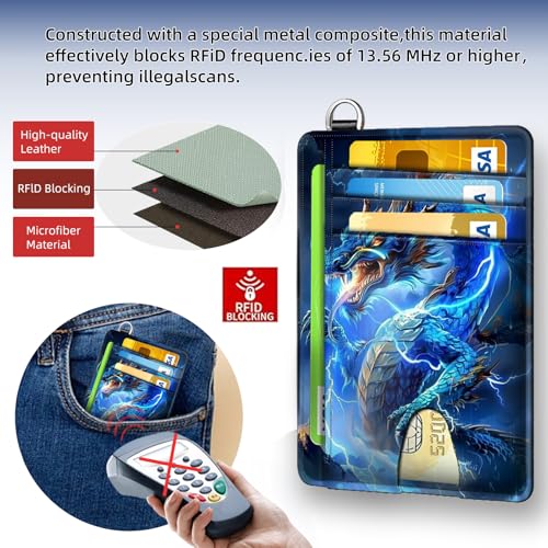 Slim Minimalist Front Pocket RFID Blocking Wallet for Men&Womem, Keep Your Credit Cards and Personal Information Safe, Security Pockets for Business Card Holde, Thunder Dragon4