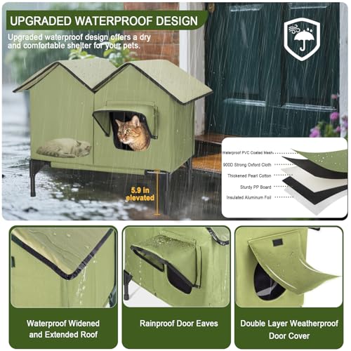 Abri pour chat sauvage chaud et imperméable grande maison d'extérieur - 4
