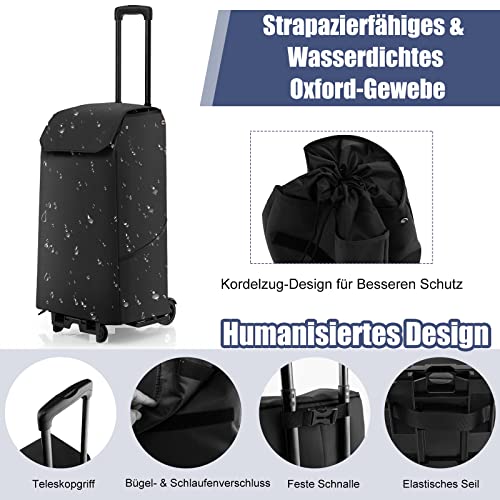 GOPLUS Einkaufswagen, Einkaufstrolley, Faltbarer Handwagen, Einkaufstrolley mit Rädern und Abnehmbarer 38-Liter… – Bild 7