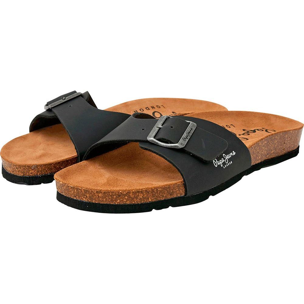 Pepe Jeans Men's Bio M Single Kansas Sandal, Black (Black), 11