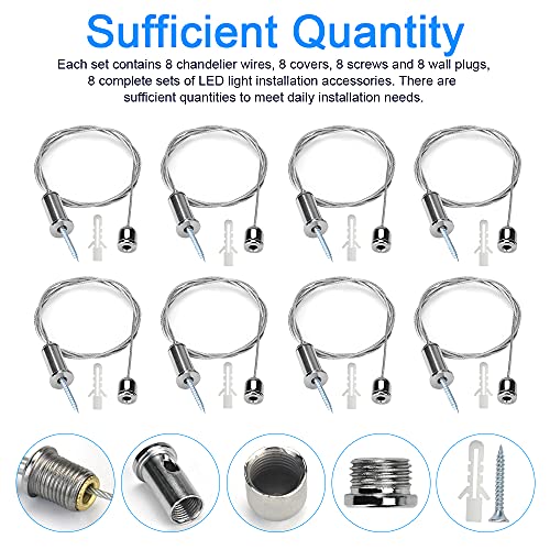 BUZIFU 8pcs Adjustable Picture Hanging Wires: 3.2FT Heavy Duty Stainless Steel Wire Rope 1.5mm Mirror Hanging Wire Cable Suspension for Celing Lights Paintings Billboards 140LBS by BUZIFU - Used condition - Image 6