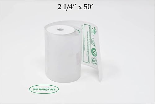 EcoThermal Receipts - Papel de recibos térmico ecológico de 2 14 pulgadas x 50 pies (200 rolloscaja)