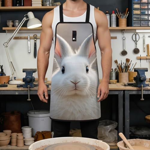 Delantal de trabajo Cute Bunny con bolsillos y ajuste miniatura 4