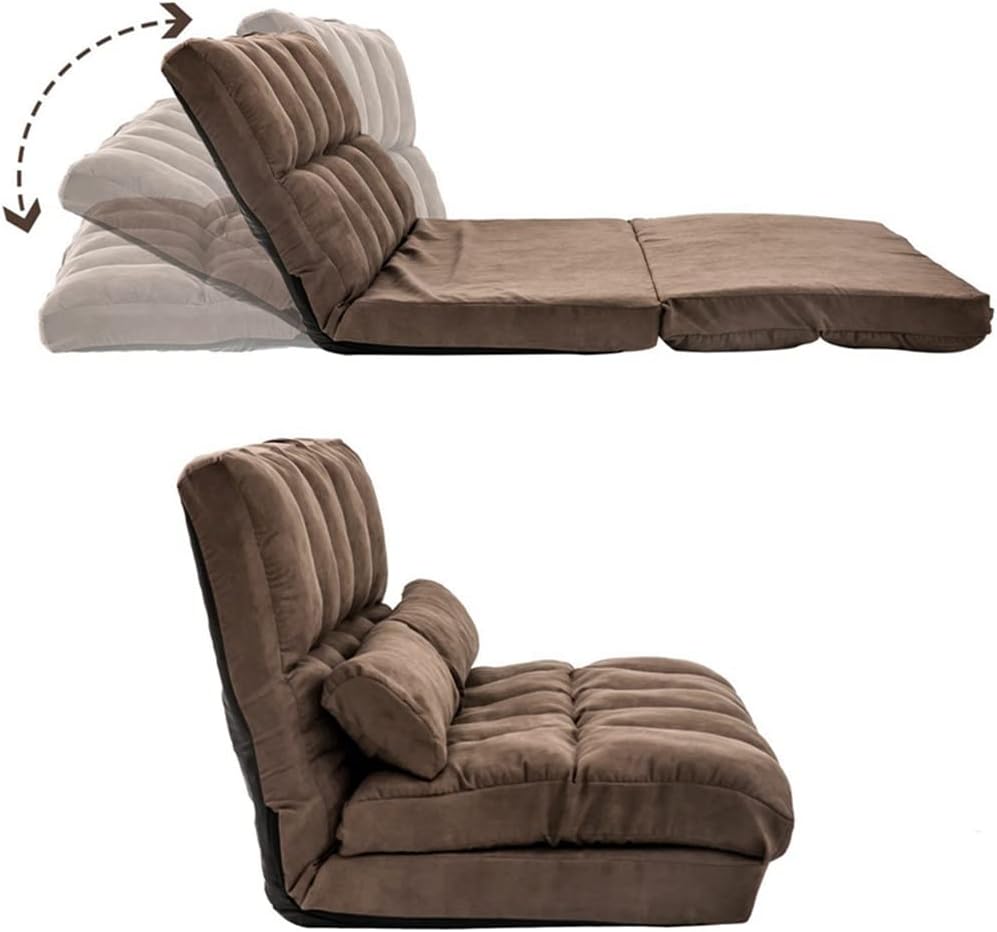 Sofa Bed Chaise Lounge Floor Couch Living Room Furniture Adjustable with Two Pillows