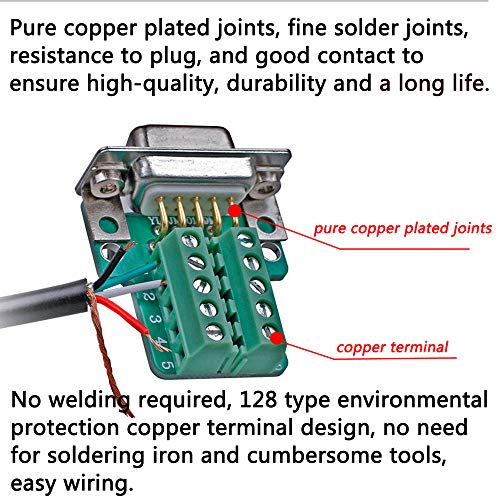 Anmbest 2PCS DB9 Solderless RS232 D-SUB Serial to 9-pin Port Terminal Male Adapter Connector Breakout Board with Case Long Bolts Tail Pipe (2PCS Female)