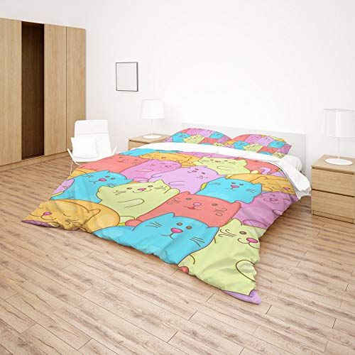 Housse de couette motif chats King Size en polyester pour lit double XL - 4