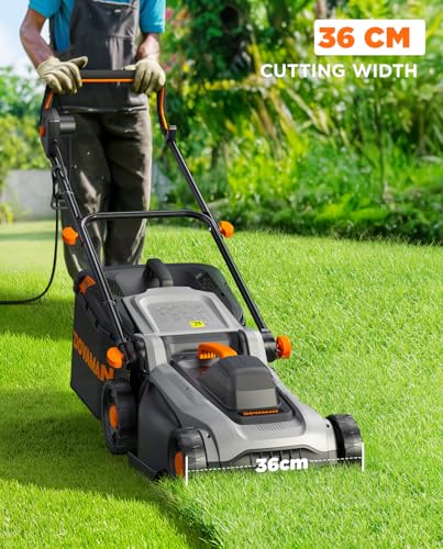 DOVAMAN LA36A Elektro Rasenmäher 1500W, 36cm Schnittbreite, 95% Fangrate, 6-Fach Schnitthöhe, 40L Fangkorb, 2-in-1 Mulchen & Sammeln… – Ansicht 2