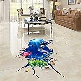 SuperDuo 3D Broken Wall Flame Bridge Home Room Floor Decor Volcano Rope Bridge Art Floor Decals Floo