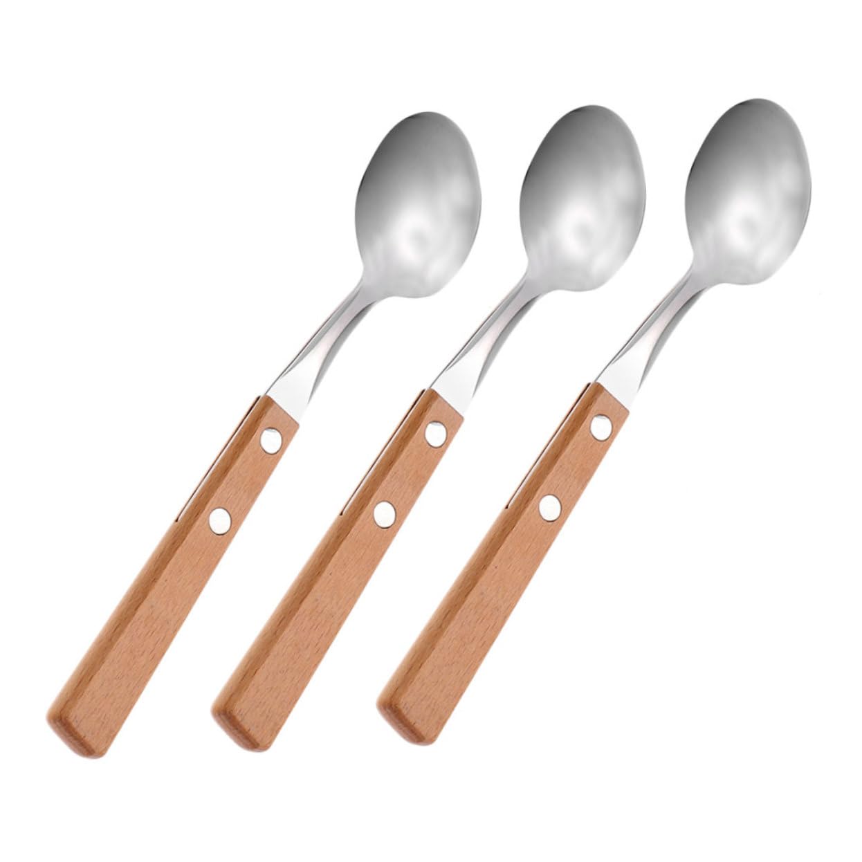 Unomor 3pcs 304 Stainless Steel Spoon Serving Spoons Condiment Bouillon Spoons Cocktail Stirring Spoon Chinese Spoon Food Spoons Mixing Spoons Espresso Spoons Stirring Spoons Wood