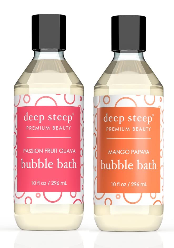 Deep Steep Bubble Bath, 10oz (2 Pack) (10 Fl Oz (Pack of 2), (Energizing - Passion Fruit Guava & Mango Papaya)