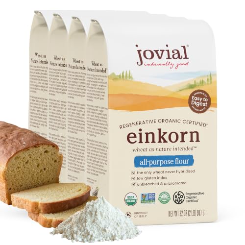 Jovial Organic Einkorn Unbleached All Purpose Flour, Non-GMO, 32 Oz, 4 Pack