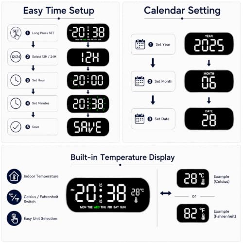 Image of AERYS Digital LED Alarm Clock with1 Year Warranty Dual Alarm, Day & Time Display, Large LED Screen, 12 /24 Hour Format, Snooze Function, Table Clock for Bedroom, Office, Students & Home Decor