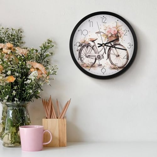 Horloge murale vélo sous la pluie ronde 25,4 cm silencieuse pour salon