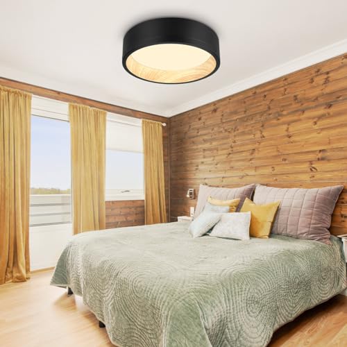 Image of DAKASON 12.5Inch Black LED Flush Mount Ceiling Light, 25W 1500LM 3CCT