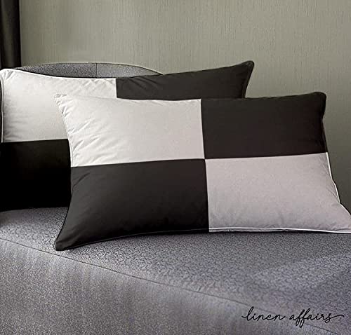 Image of Adjustable Hollow Fibre Sleeping Pillow Dream Fibre Pillow Bed Pillow Pillows for Sleeping Luxurious 2 Piece Microfiber Pillow Extra Soft Hotel Quality Pillow Dark Grey and White20x30