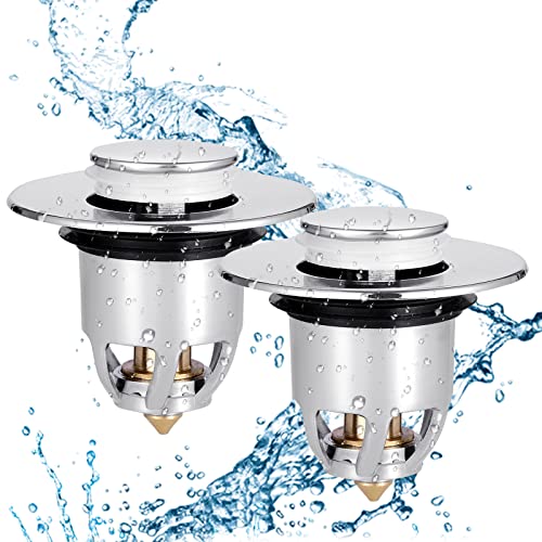 Meisax Waschbeckenstöpsel,2 Stück Universeller Abflussstopfen,Badewannenstöpsel mit Anti Clogging Sieb,POP UP Ventil Stöpsel für Ablaufgarnitur Waschbecken Ø 34-40mm Cover