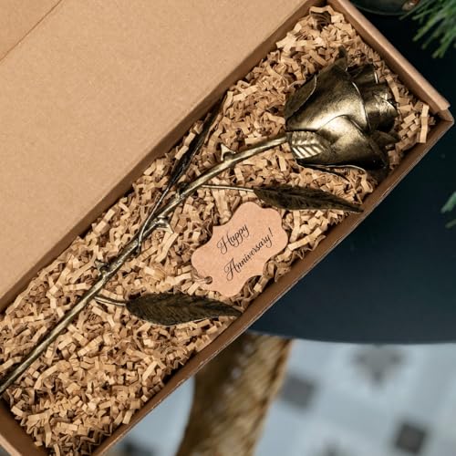 8 Year Anniversary Bronze Gift for Her - Metal Rose Gifts 8th Wedding Anniversary 19th 19 Year for Him Wife Husband Couples, Everlasting Rose Handcrafted Flower Stained Eternal Artwork Home Decor - Image 3
