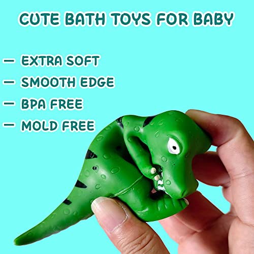 12PCS Dinosaur Bath Toys Mold Free Baby Bath Squirt Toys for Toddlers 3, Rubber Dino Toys for Kids 3-5 Baby Shower Pool Toys Bathtub Pool Toys Christmas Birthday Gifts for Kids 4-8(Squirter) - Image 7