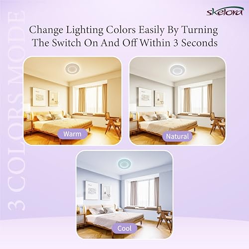 Image of Premium 50W LED Ceiling Light | 3 Color Modes (Warm, Natural, Cool) - Flicker-Free, Anti-Glare |Bedroom, Office, Kitchen, Bathroom, Balcony & Walkway (Round White 50W)